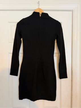 Babaton Black Long Sleeve Mini Dress with Mock Neck